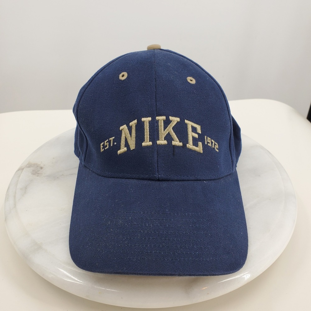 Vintage Silver Tag Nike Blue Spellout Est 1972 Baseball Cap Hat 90s Y2K 2000s